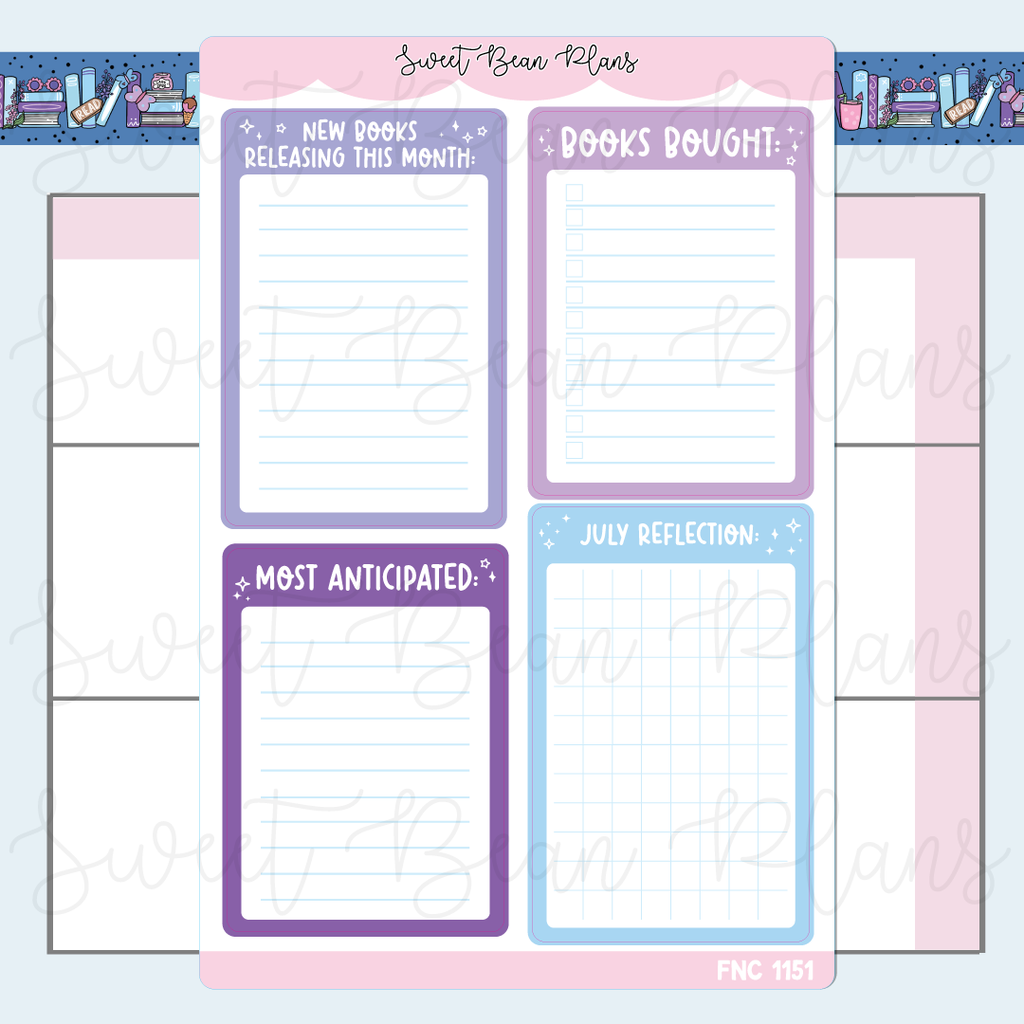 July Reading Functionals 2025 Vinyl Planner Stickers | Fnc 1151