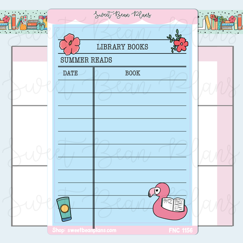 Summer Library Card Large Vinyl Planner Stickers | Fnc 1156