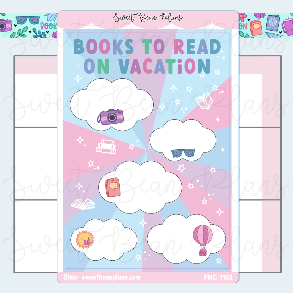Vacation Book List Vinyl Planner Sticker | Fnc 1163