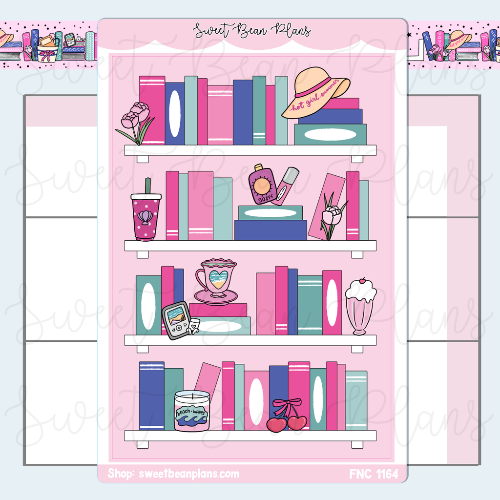 Girl Summer Bookshelf Vinyl Planner Sticker | Fnc 1164