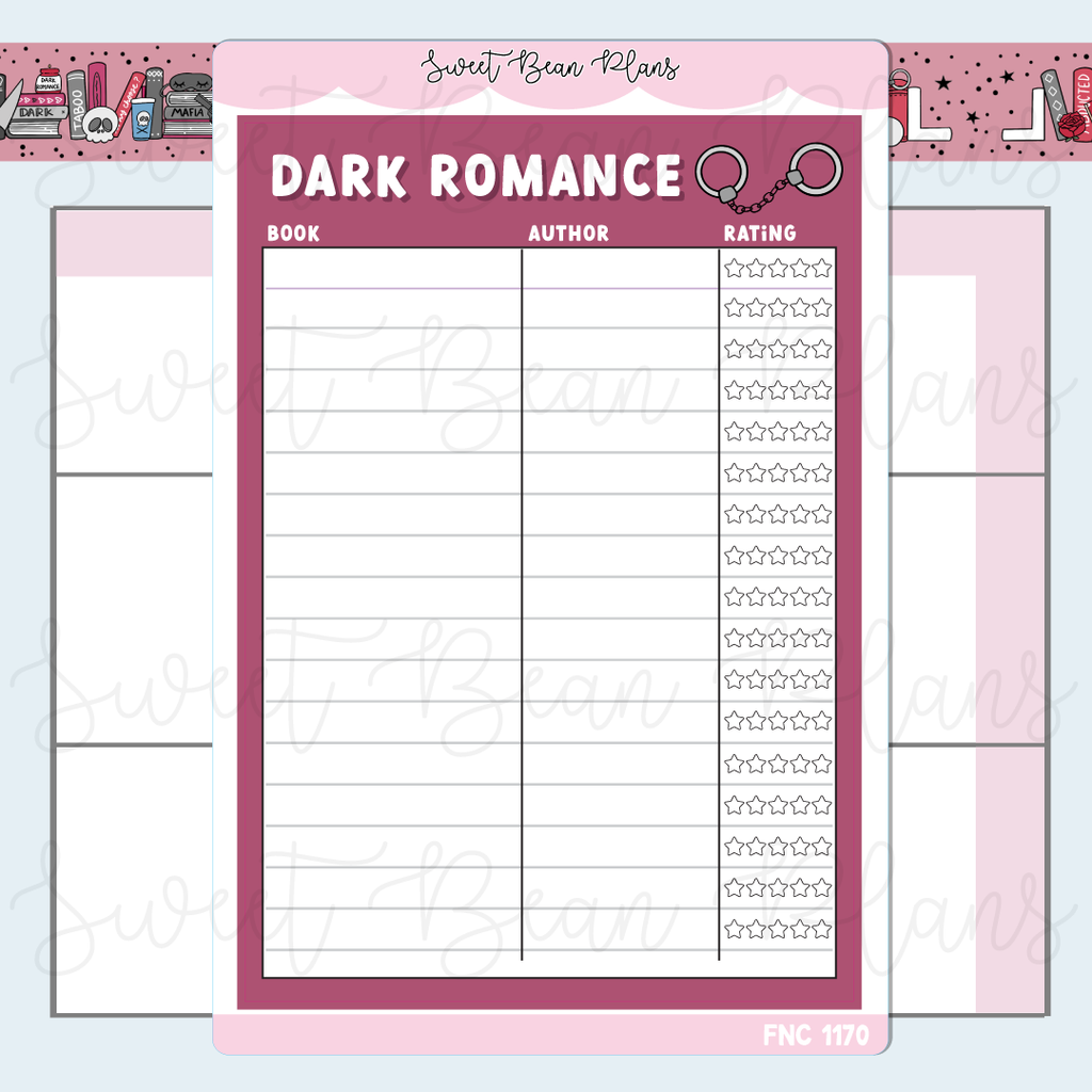 Dark Romance Book Tracker Vinyl Planner Stickers | Fnc 1170