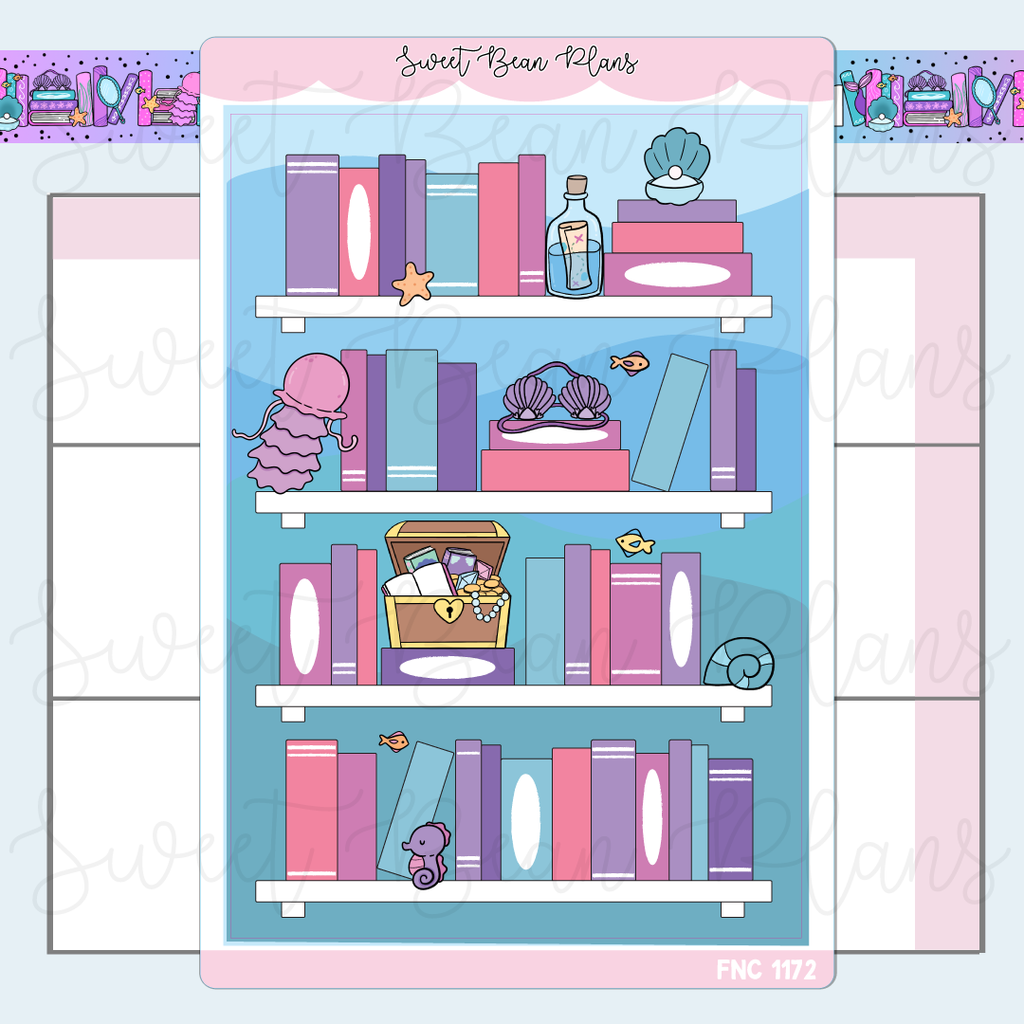Mermaid Bookshelf Vinyl Planner Stickers | Fnc 1172
