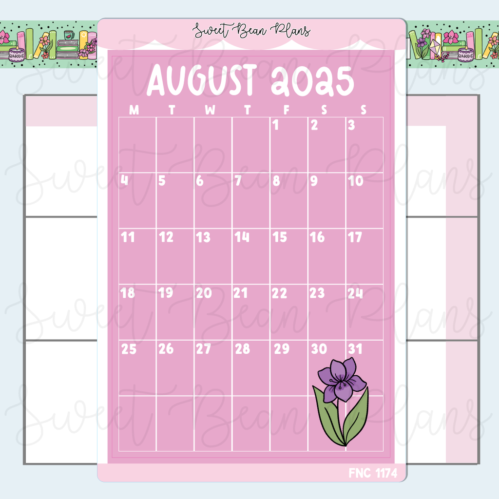 August 2025 Calendar Vinyl Planner Stickers | Fnc 1174
