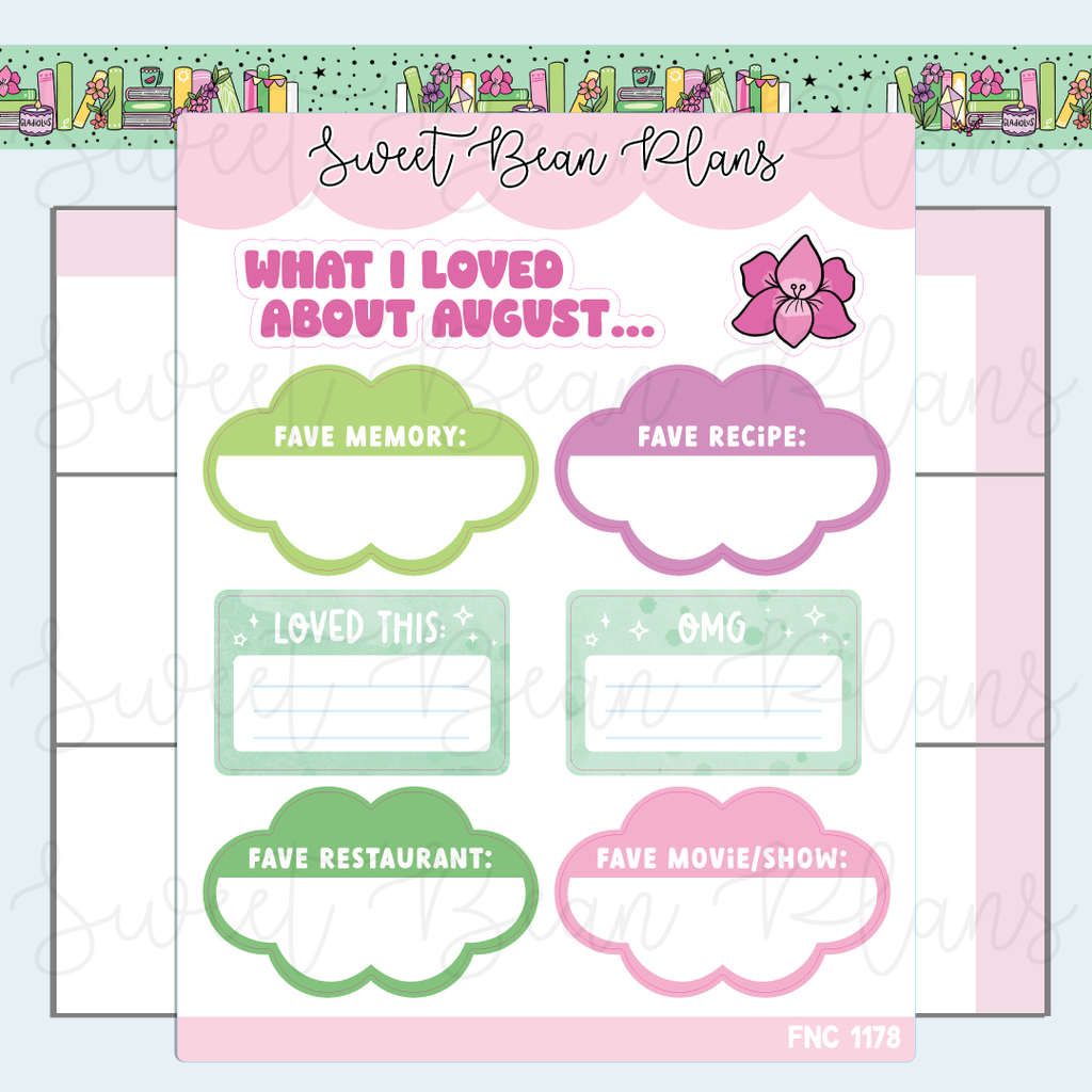 August Faves 2025 Vinyl Planner Stickers | Fnc 1178