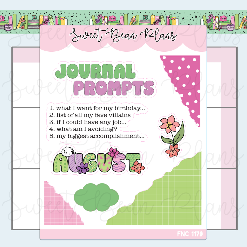 August Prompts 2025 Vinyl Planner Stickers | Fnc 1179