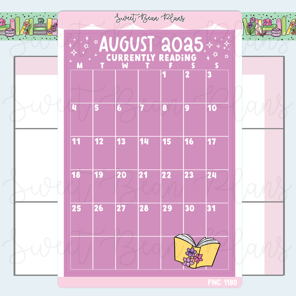 August Reading Calendar 2025 Vinyl Planner Stickers | Fnc 1180
