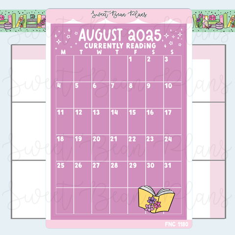 August Reading Calendar 2025 Vinyl Planner Stickers | Fnc 1180