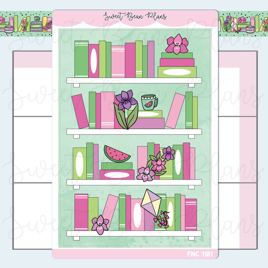 August Bookshelf 2025 Vinyl Planner Stickers | Fnc 1181
