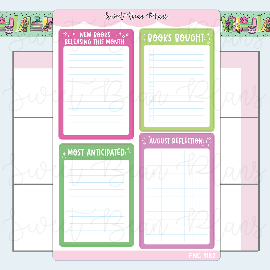 August Reading Functionals 2025 Vinyl Planner Stickers | Fnc 1182