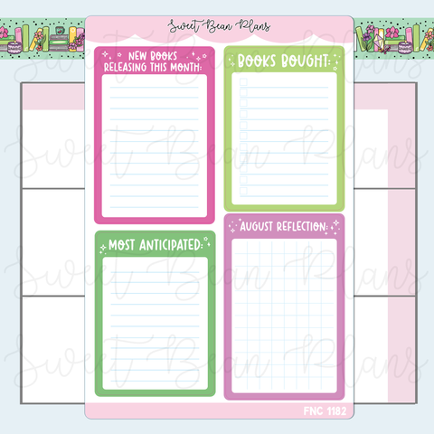 August Reading Functionals 2025 Vinyl Planner Stickers | Fnc 1182