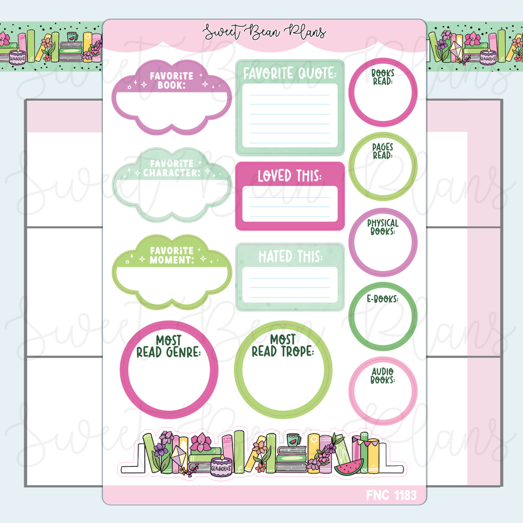 August Reading Favorites 2025 Vinyl Planner Stickers | Fnc 1183