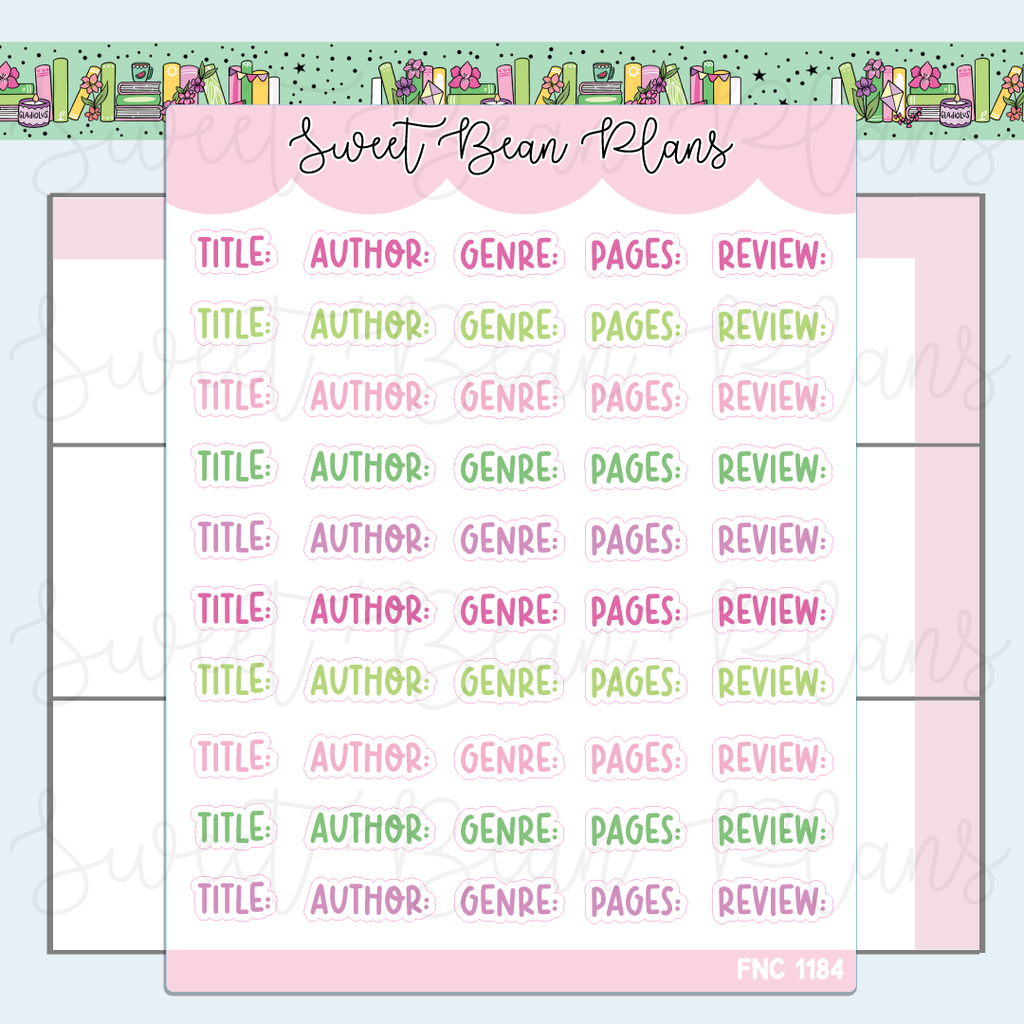 August 2025 Reading Words Vinyl Planner Stickers | Fnc 1184