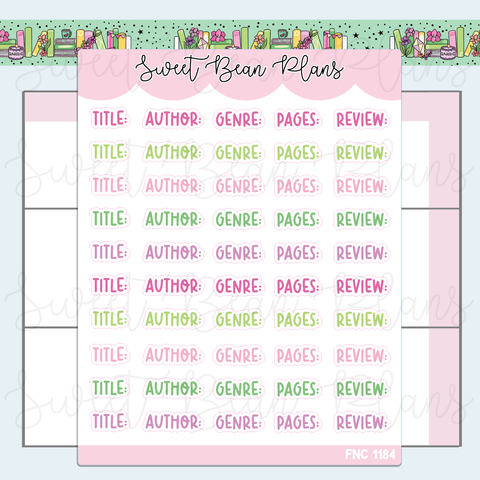 August 2025 Reading Words Vinyl Planner Stickers | Fnc 1184