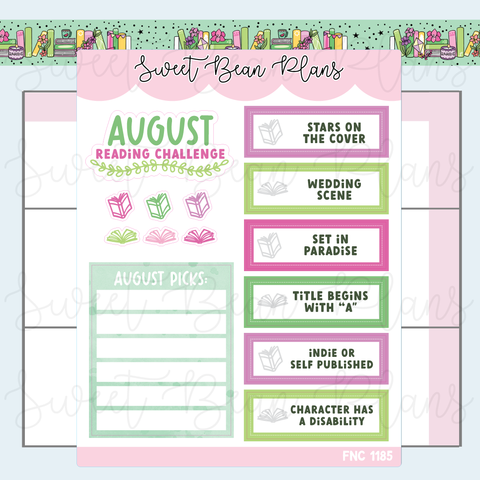 August 2025 Reading Challenge Vinyl Planner Stickers | Fnc 1185