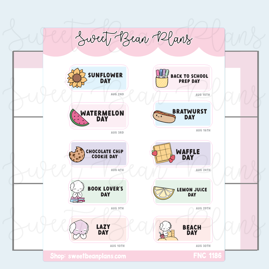 August 2025 Holidays Vinyl Planner Stickers | Fnc 1186