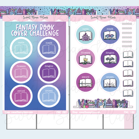 Fantasy Book Cover Challenge Vinyl Planner Sticker | Fnc 1187-88