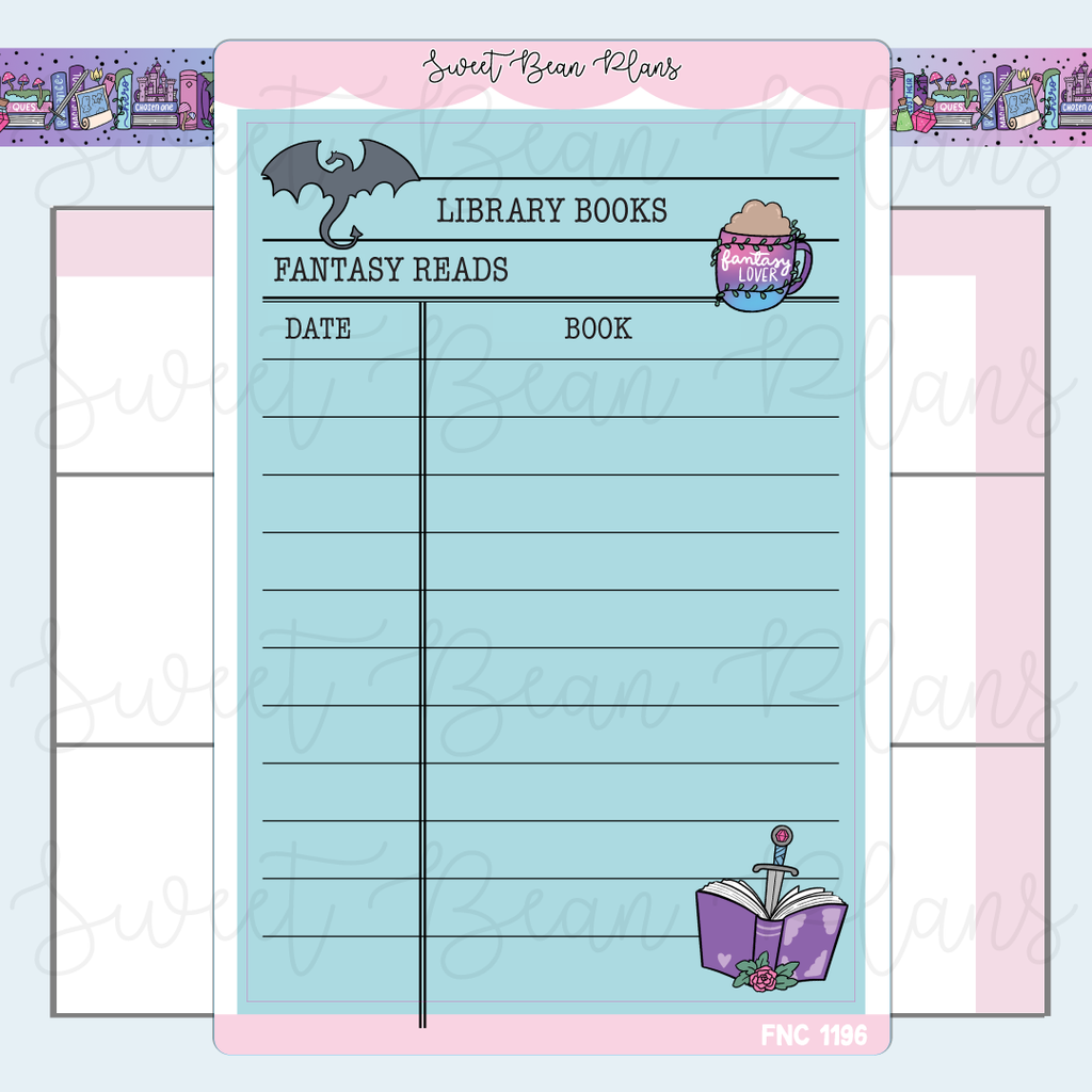 Fantasy Library Card Vinyl Planner Stickers | Fnc 1196