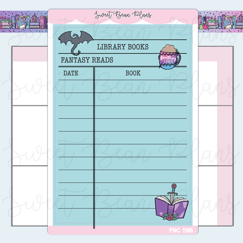 Fantasy Library Card Vinyl Planner Stickers | Fnc 1196