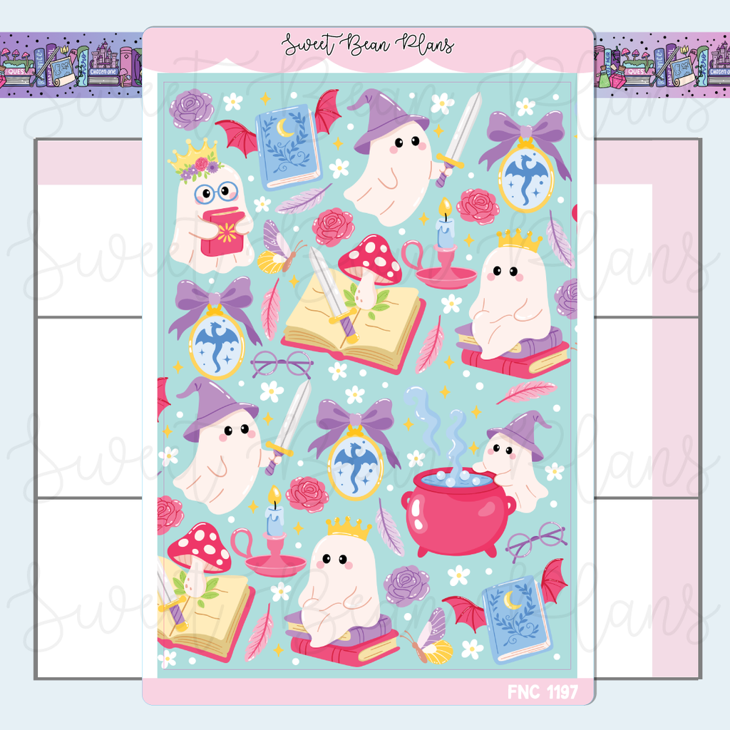 Ghostie Fantasy Reader Vinyl Planner Stickers | Fnc 1197