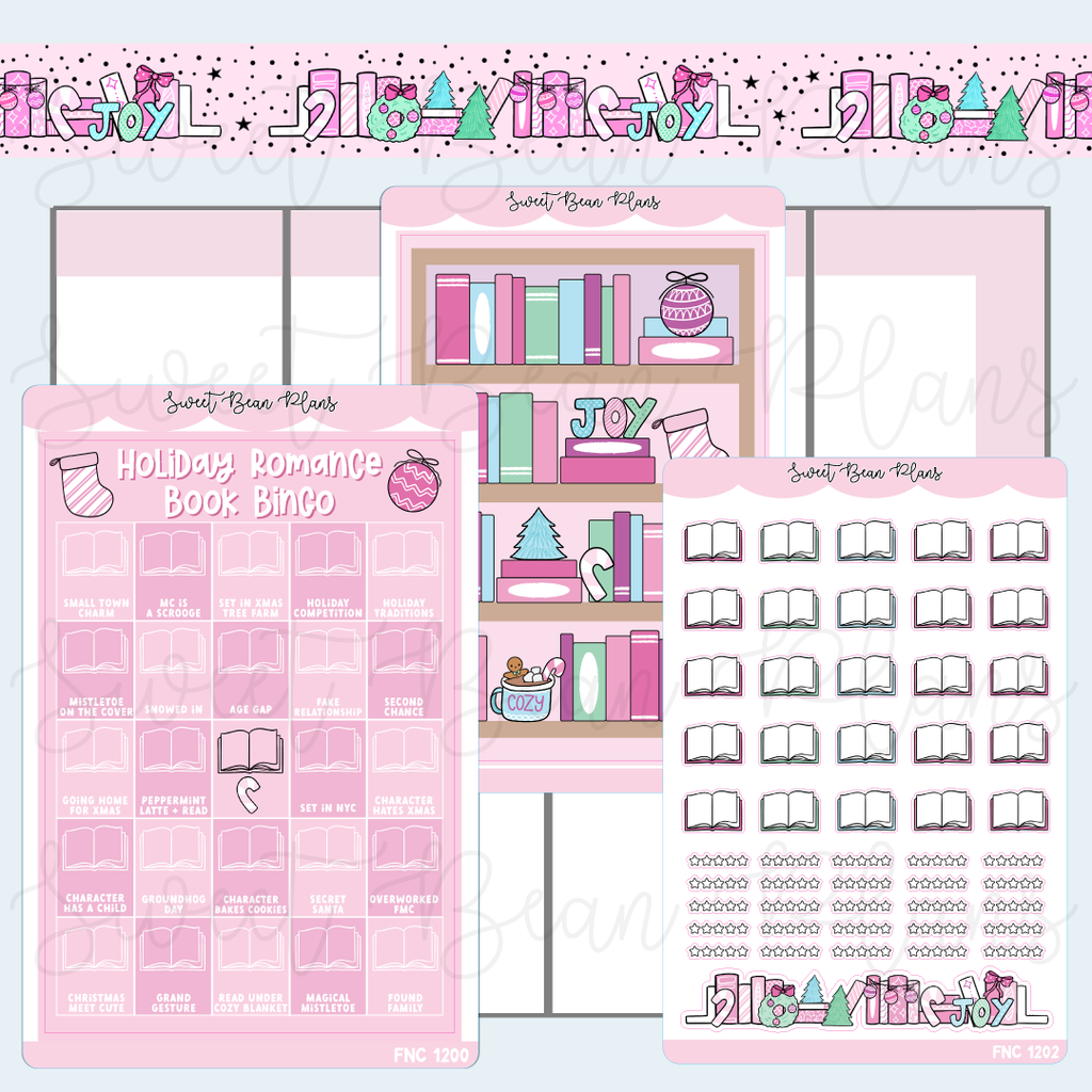 Holiday Romance Book Bingo Journaling Sticker Bundle | Fnc 1200-02