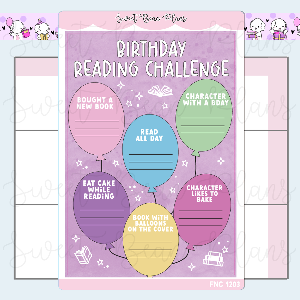 Birthday Reading Challenge Vinyl Planner Stickers | Fnc 1203