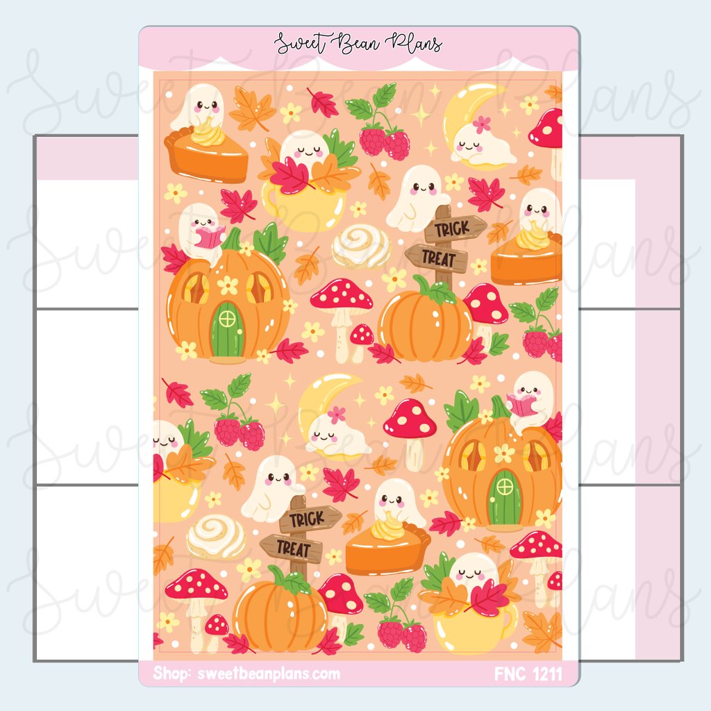 Autumn Ghosts Large Vinyl Planner Sticker | Fnc 1211