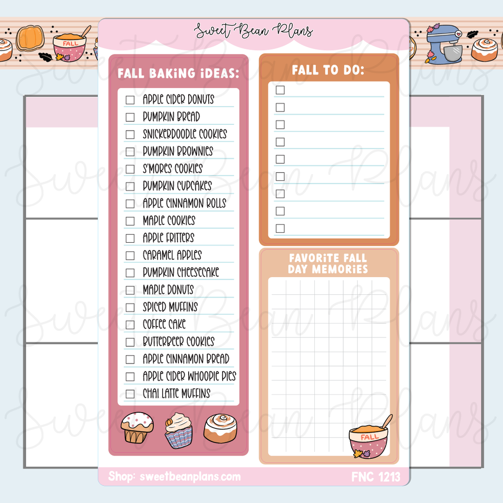 Fall Baking List Vinyl Planner Stickers | Fnc 1213