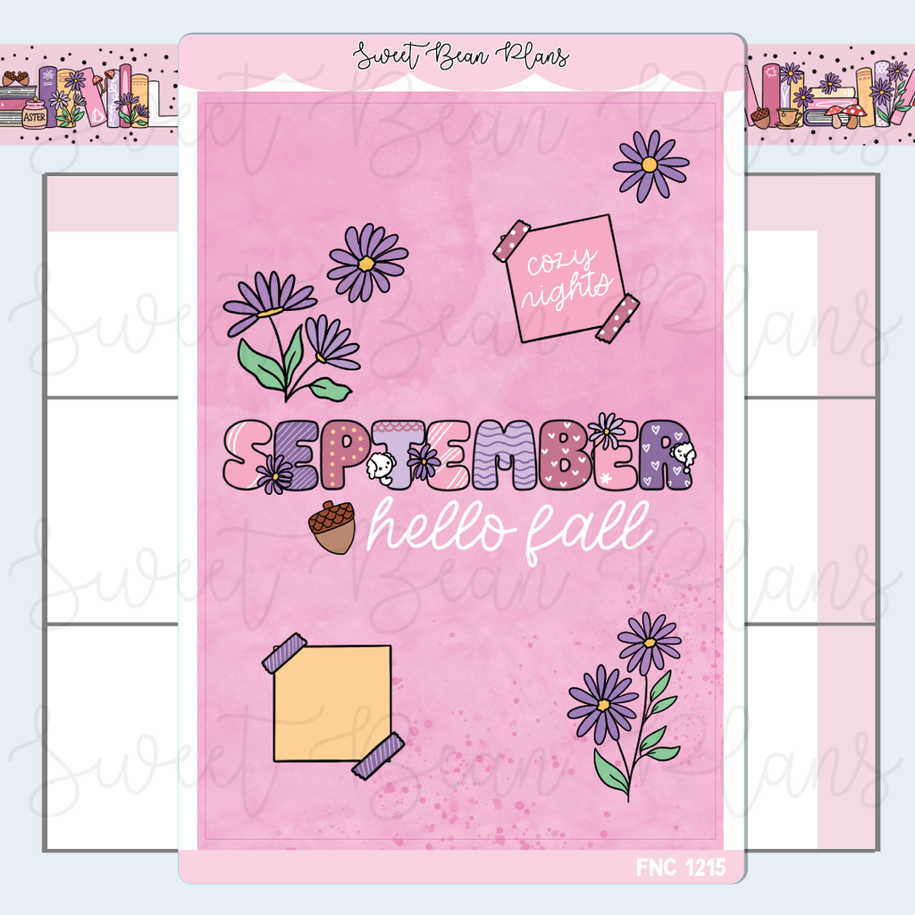 September 2025 Cover Page Vinyl Planner Stickers | Fnc 1215