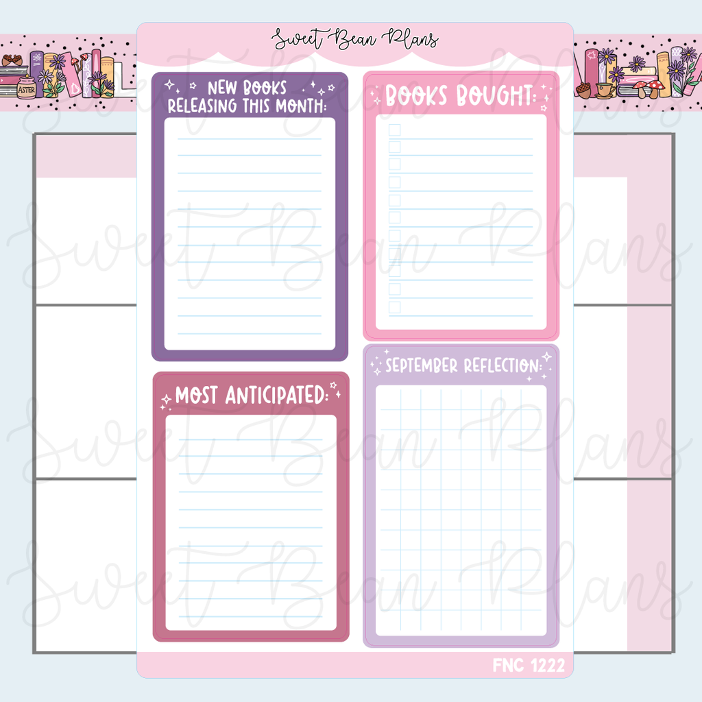 September Reading Functionals 2025 Vinyl Planner Stickers | Fnc 1222