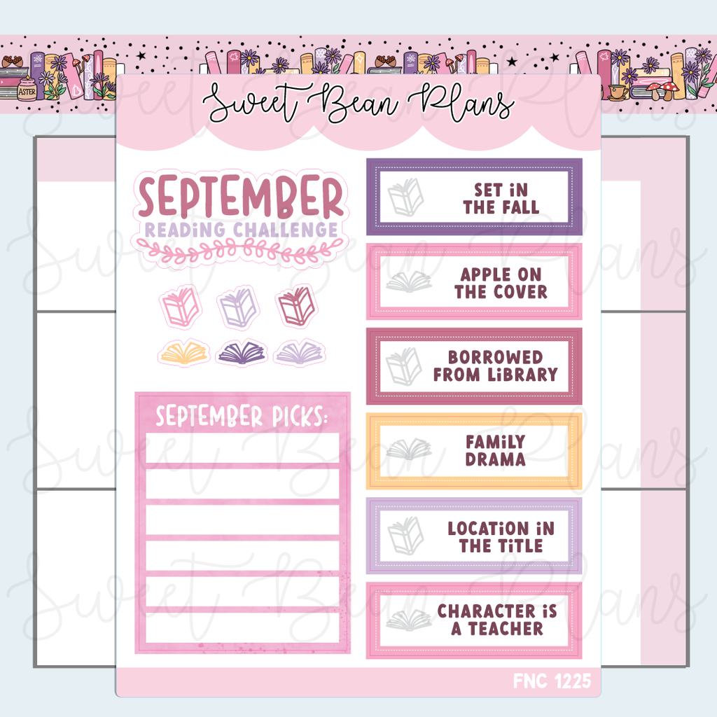 September 2025 Reading Challenge Vinyl Planner Stickers | Fnc 1225