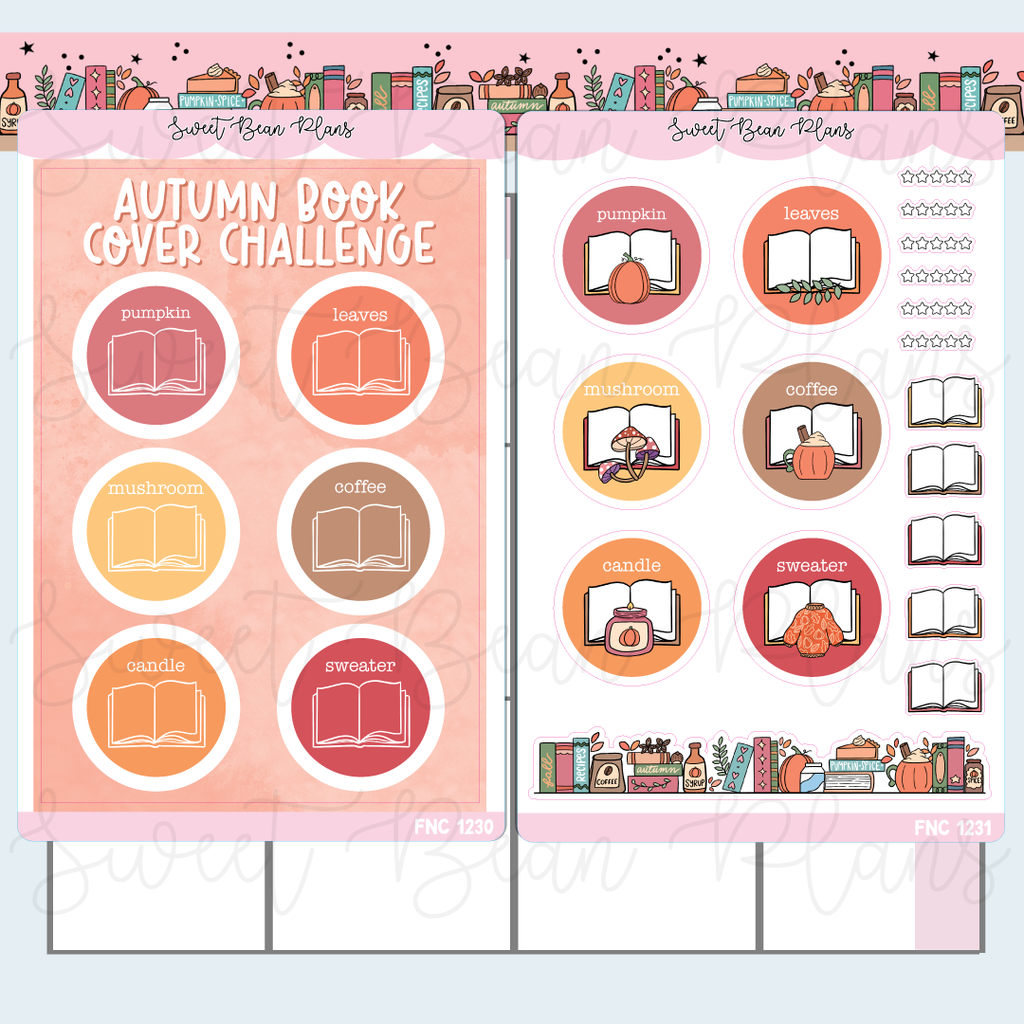 Autumn Book Cover Challenge Vinyl Planner Sticker | Fnc 1230-31