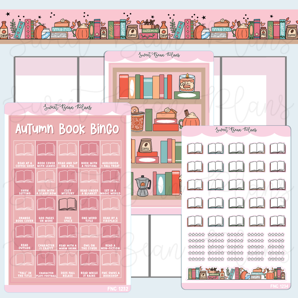 Autumn Book Bingo Journaling Sticker Bundle | Fnc 1232-34