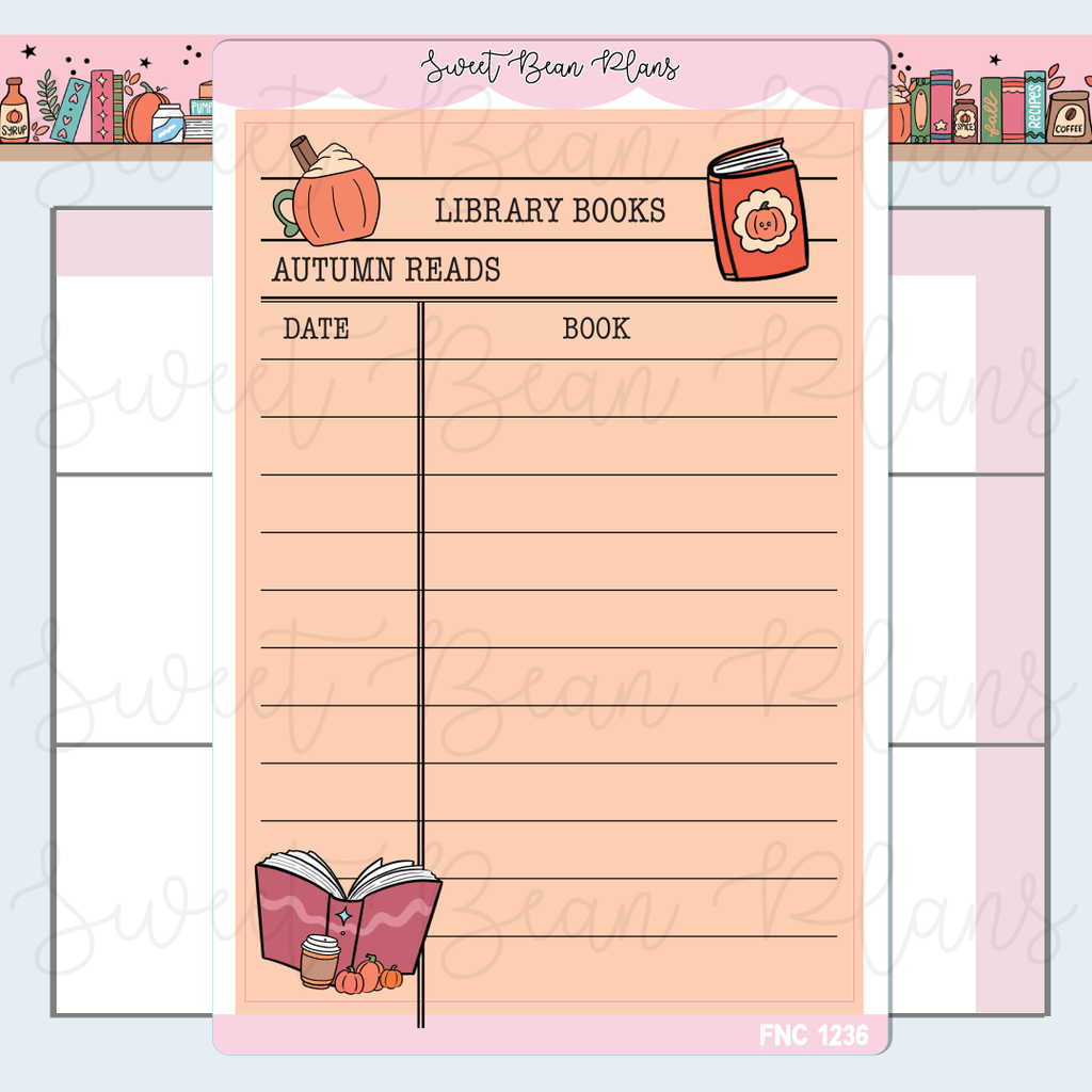 Autumn Library Card Vinyl Planner Stickers | Fnc 1236