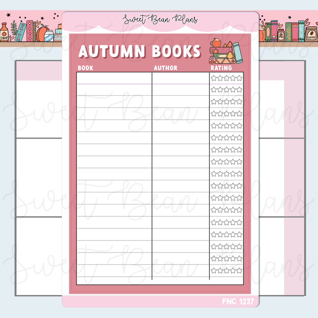Autumn Book Tracker Vinyl Planner Stickers | Fnc 1237