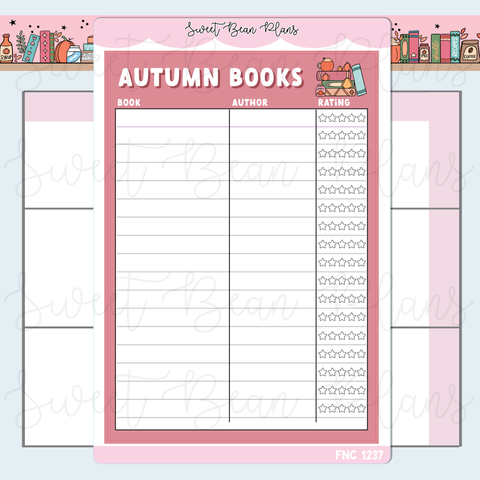 Autumn Book Tracker Vinyl Planner Stickers | Fnc 1237