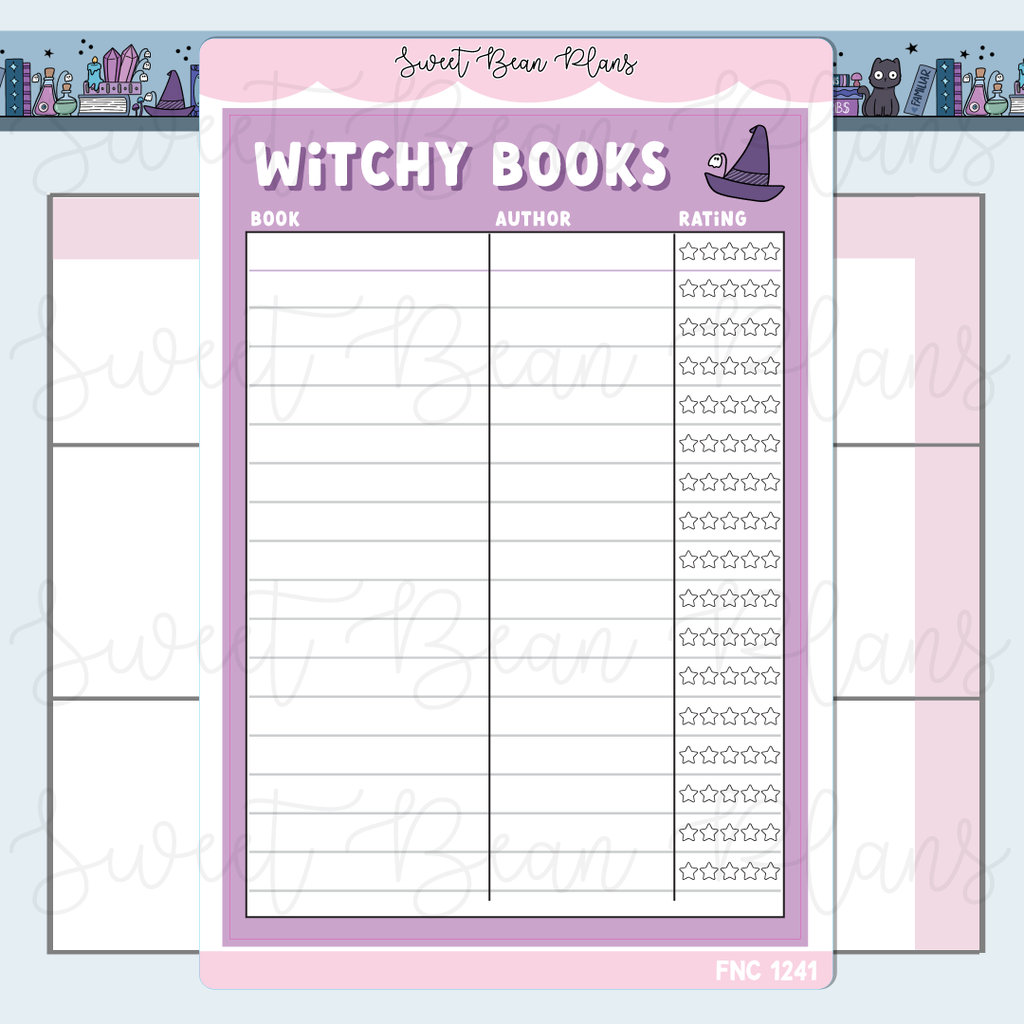 Witchy Book Tracker Vinyl Planner Stickers | Fnc 1241