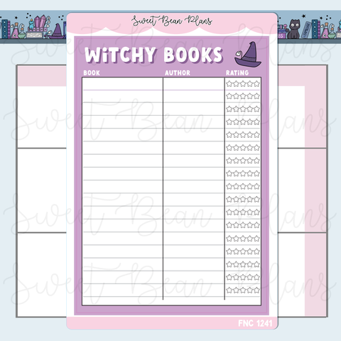 Witchy Book Tracker Vinyl Planner Stickers | Fnc 1241
