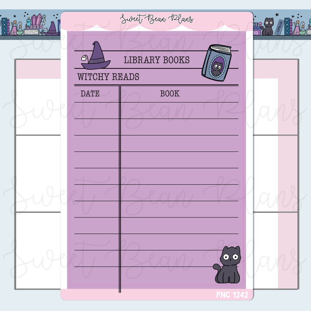 Witchy Library Card Vinyl Planner Stickers | Fnc 1242