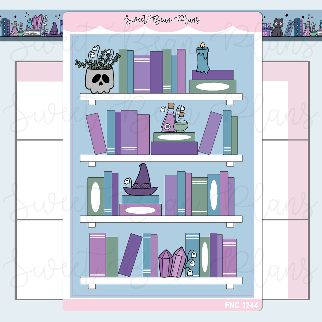 Witchy Bookshelf Large Vinyl Planner Stickers | Fnc 1244