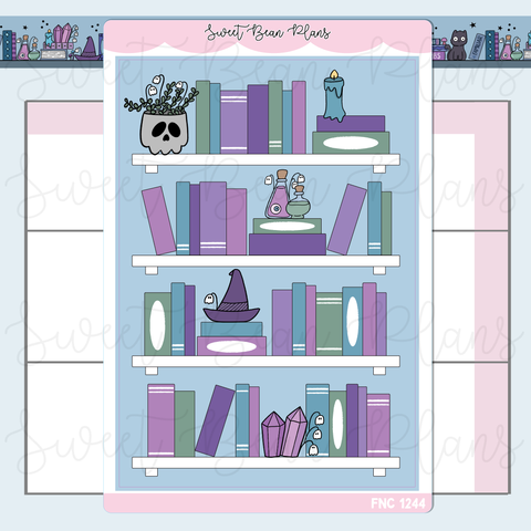 Witchy Bookshelf Large Vinyl Planner Stickers | Fnc 1244