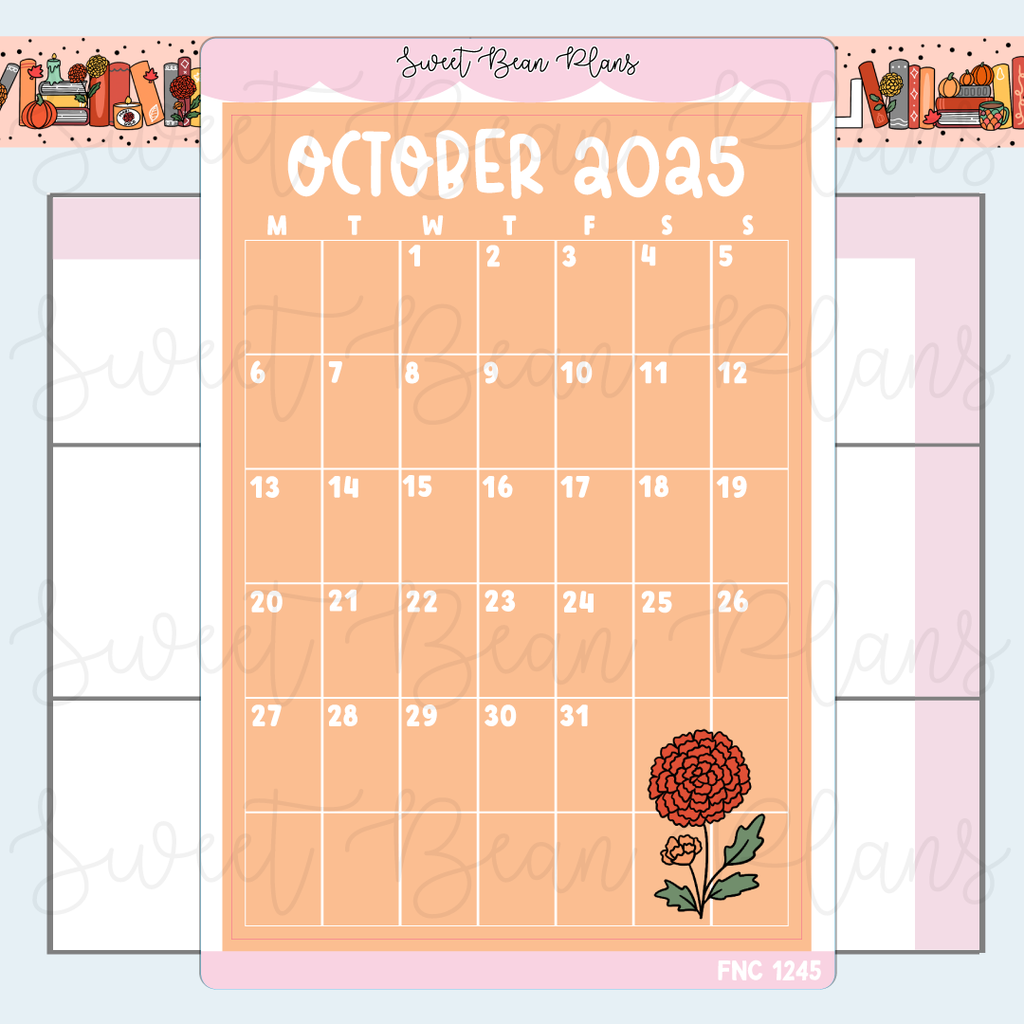 October 2025 Calendar Vinyl Planner Stickers | Fnc 1245