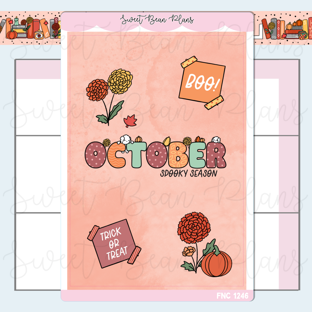 October 2025 Cover Page Vinyl Planner Stickers | Fnc 1246