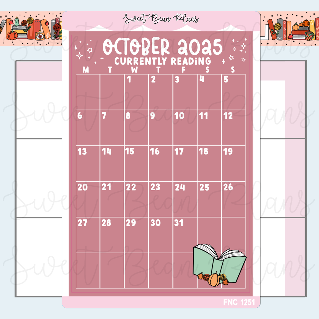 October Reading Calendar 2025 Vinyl Planner Stickers | Fnc 1251