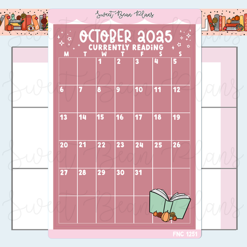 October Reading Calendar 2025 Vinyl Planner Stickers | Fnc 1251