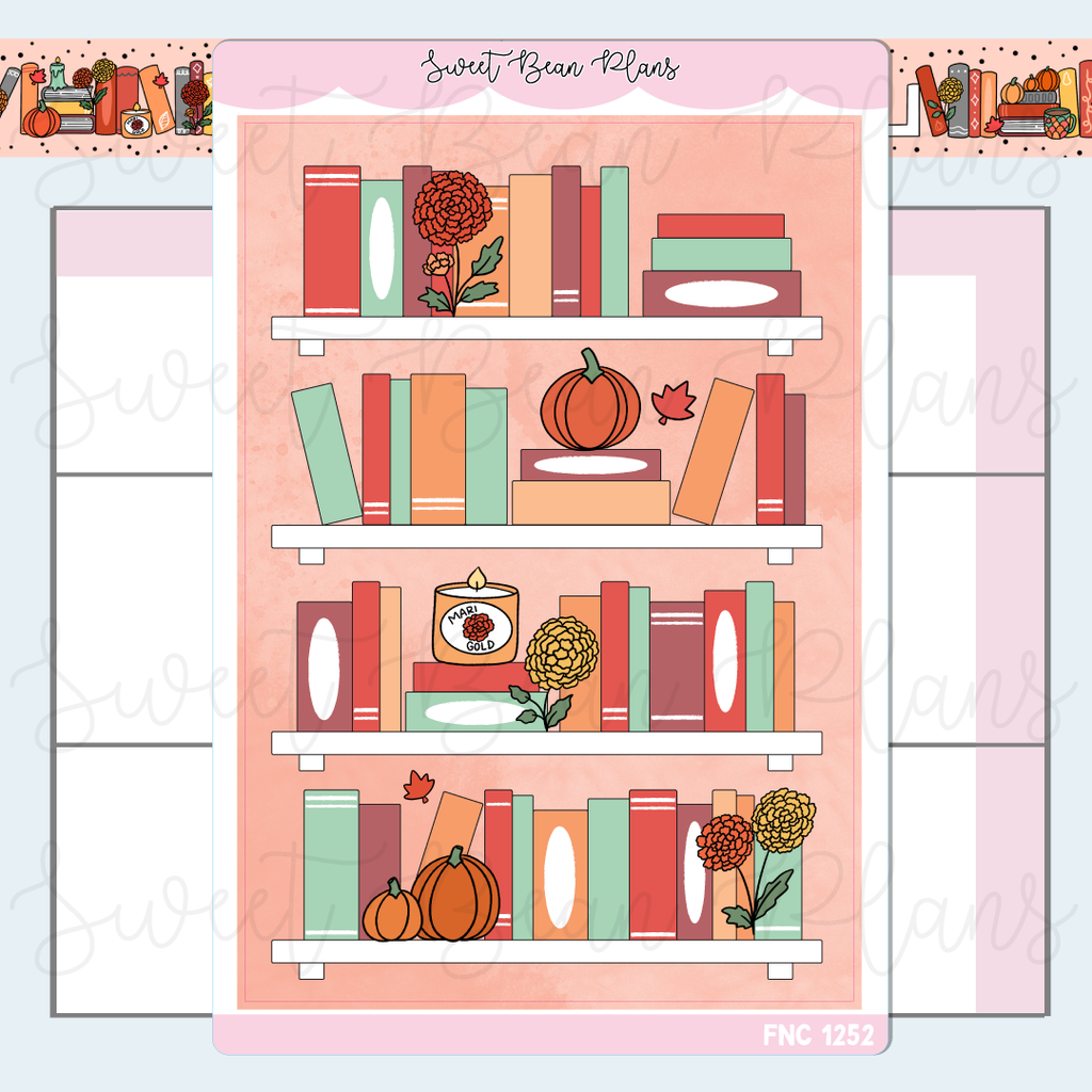 October Bookshelf 2025 Vinyl Planner Stickers | Fnc 1252
