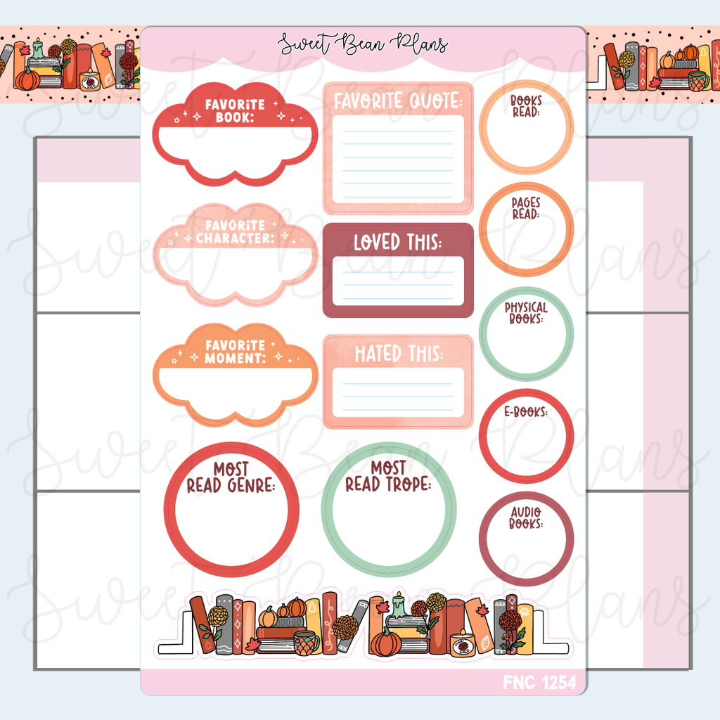October Reading Favorites 2025 Vinyl Planner Stickers | Fnc 1254