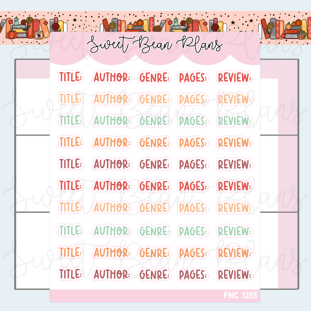 October 2025 Reading Words Vinyl Planner Stickers | Fnc 1255