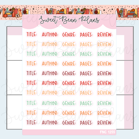 October 2025 Reading Words Vinyl Planner Stickers | Fnc 1255