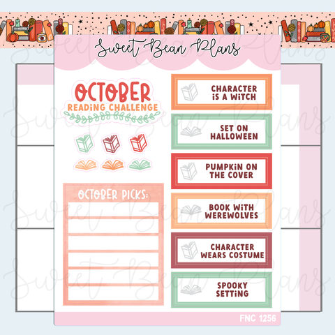 October 2025 Reading Challenge Vinyl Planner Stickers | Fnc 1256