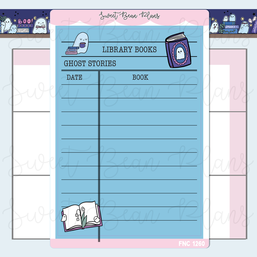 Ghost Library Card Vinyl Planner Stickers | Fnc 1260
